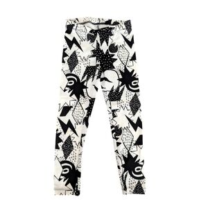 NWOT Cat & Jack Cotton Girls Leggings WHITE & BLACK Pattern Size S 6x